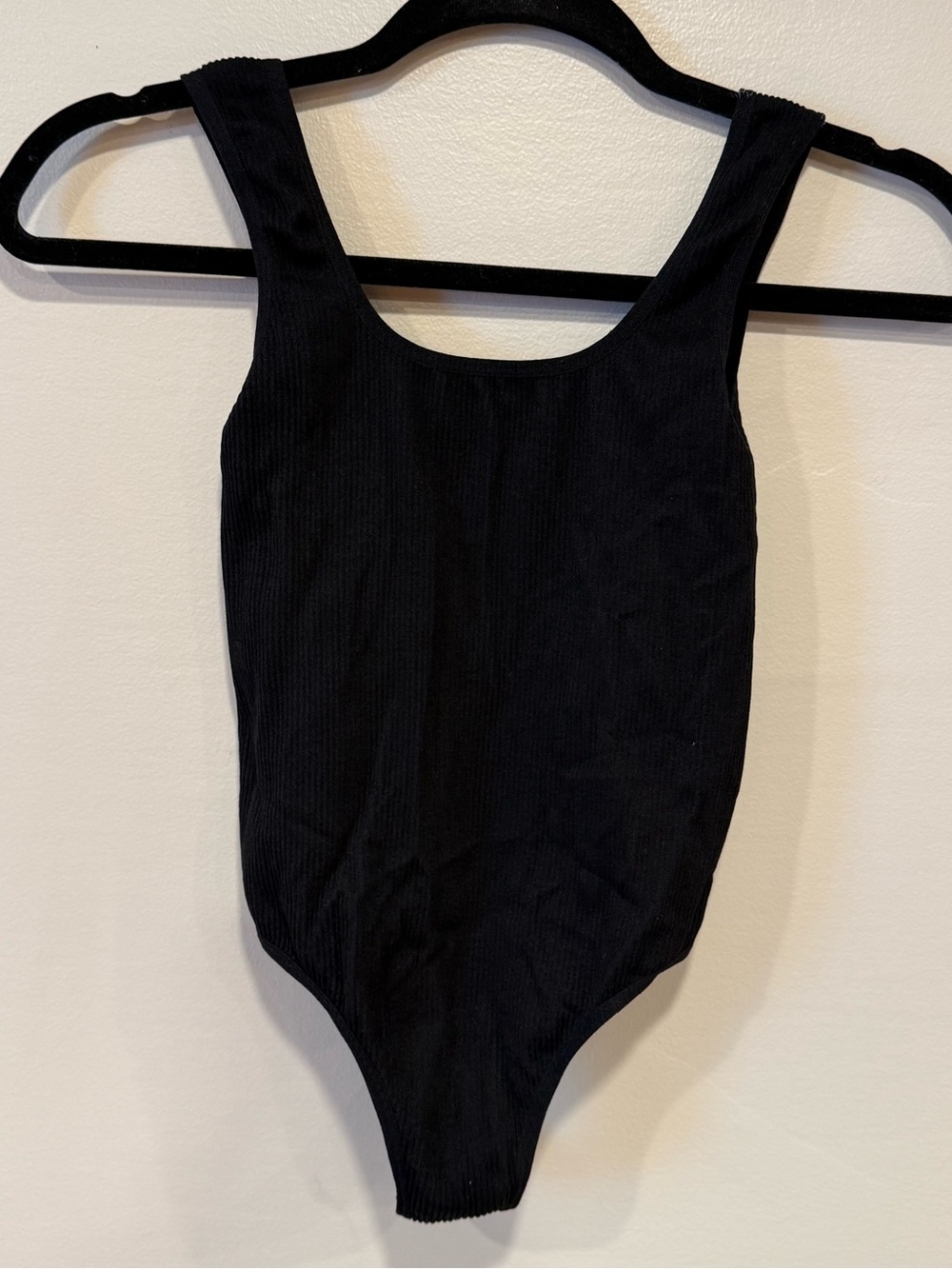 Colsie Black Ribbed Scoop Neck Bodysuit Casual Loungewear Women's XS